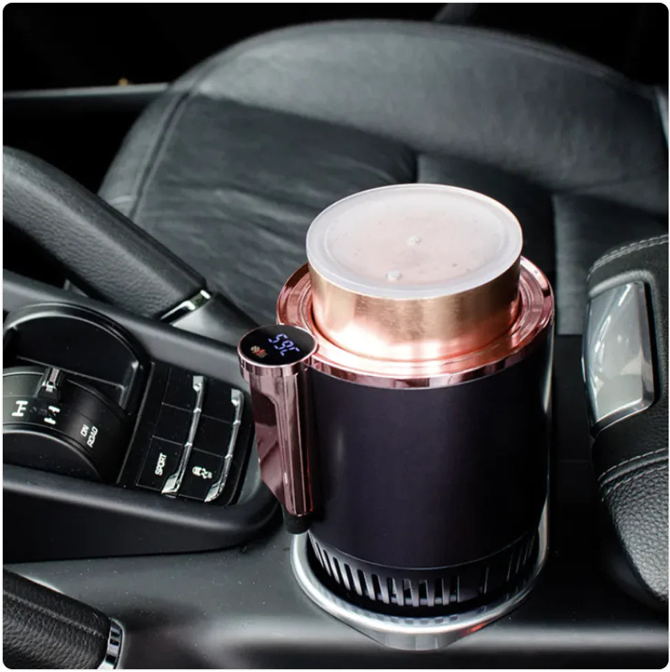 2-in-1 Car Cup Holder with Heating & Cooling, Digital Temperature Display